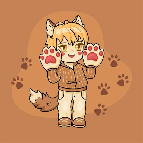 Anime Chibi Boy With Animal Ears And Tail 31598425 Vector Art At Vecteezy
