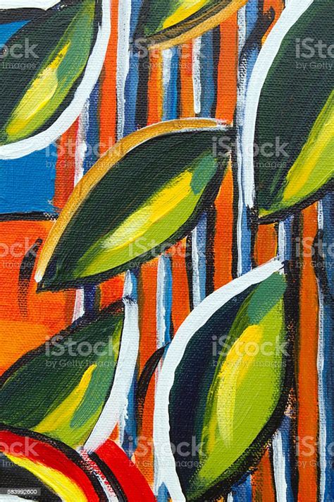 Original Oil Painting Close Up Detail Leaves Stock Photo Download