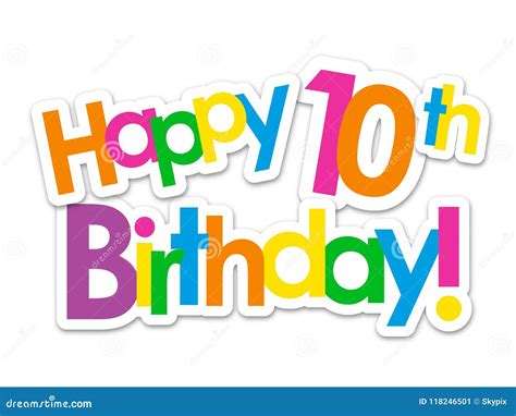 Happy 10th Birthday Colorful Stickers Stock Vector Illustration Of