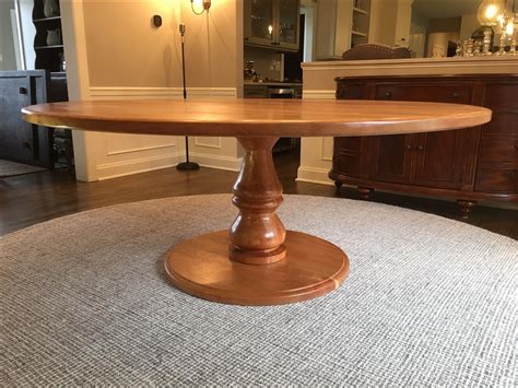 Handmade Large Round Pedestal Dining Table With Turned Base Solid