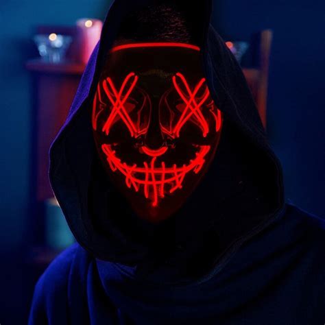 Halloween Neon Led Purge Mask Masque Masquerade Party Masks Light Grow