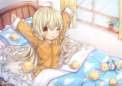 Download 2093x1480 Anime Girl Loli Blonde Sleepy Long Hair Teary
