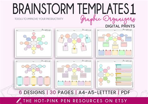 Brainstorm Templates 1 Brainstorming Printables Graphic Etsy Singapore