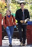 Florence Pugh and Zach Braff hop on a motorcycle before donning gloves ...