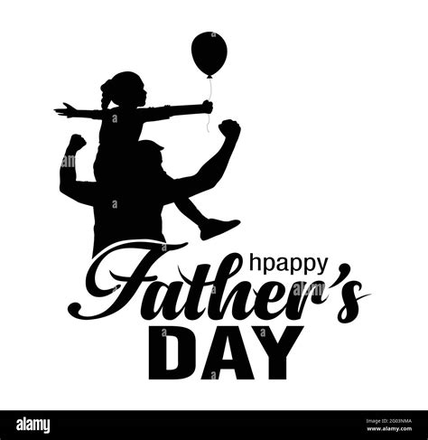 Dad And Son Silhouette Happy Fathers Day Typographic Design Vector
