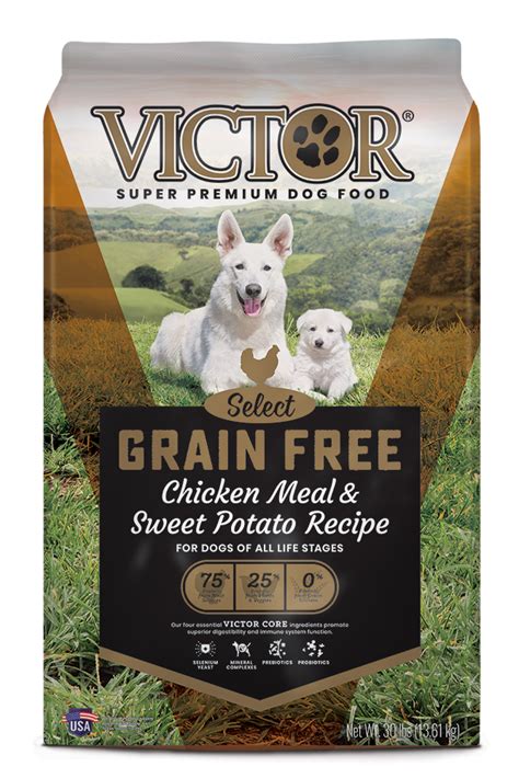Grain free for dogs with allergies or sensitivity to grain. Victor Grain Free Dog Food Chicken Meal & Sweet Potato ...