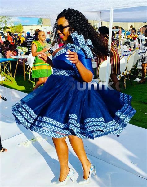 Shweshwe Dresses With Tulle Traditional African Clothing African