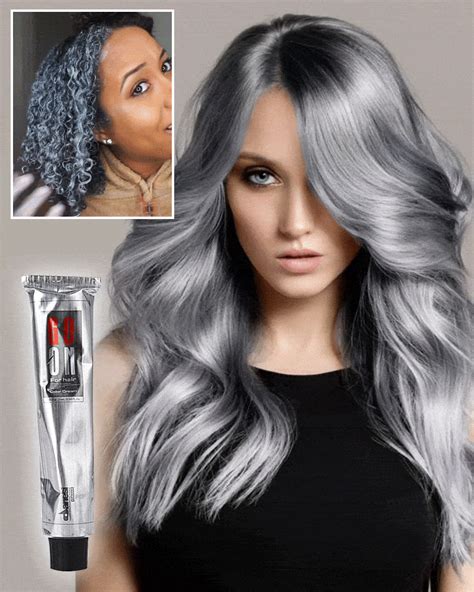 Light Gray Color Natural Permanent Hair Dye Cream Smoky Gray Punk Style Light Grey Silver