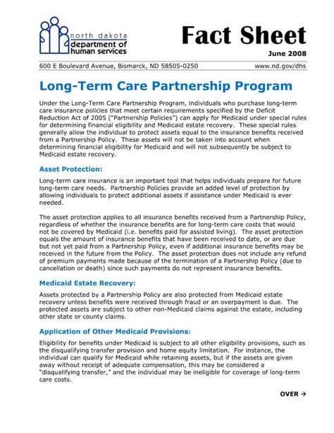 The benefits initially will be funded with a payroll tax of 0.58 percent on employees, and be available for a very wide range of. ND fact-sheet-ltc-partnership-program - Long-Term Care ...