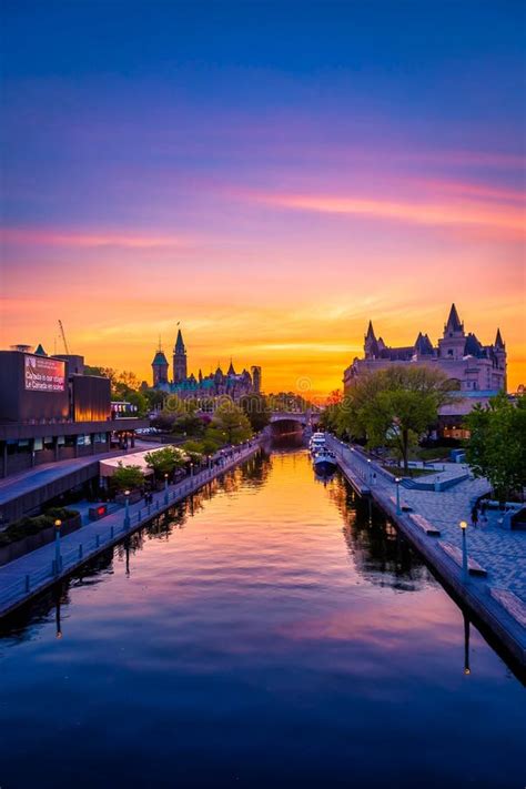 Ottawa Cityscape During Sunset Editorial Stock Photo Image Of River