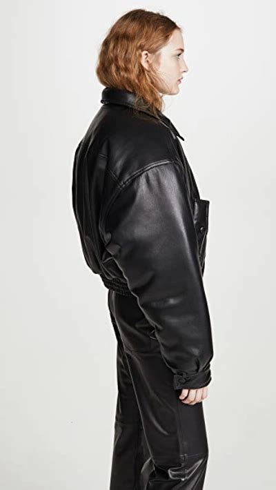 Nanushka Bomi Vegan Leather Bomber Jacket In Black Modesens