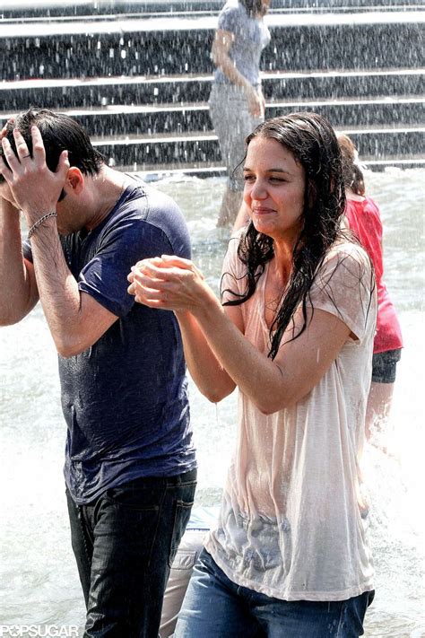 Celebrity Entertainment Katie Holmes Wears A Wet T Shirt In Washington Square Park Wet T