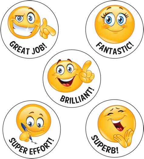 125 X Fantastic Emoji Reward Stickers Great Job Fantastic