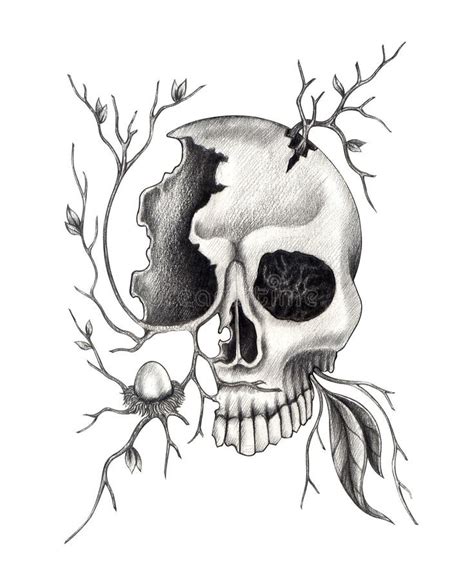 Cráneo Del Arte Surrealista Stock De Ilustración Ilustración De