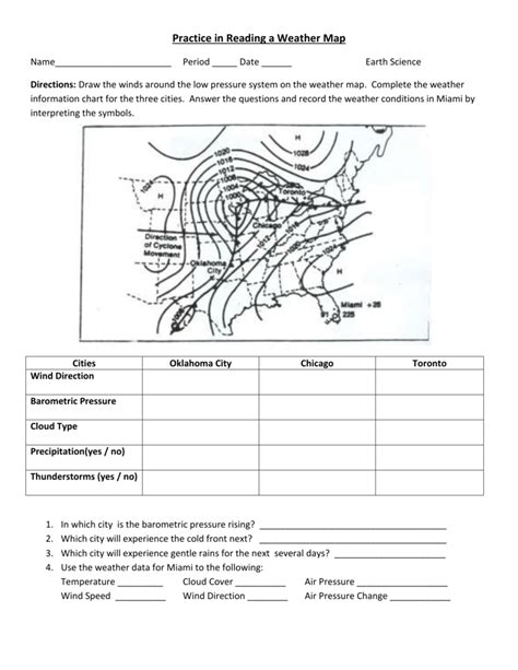 Identify patterns, and relationships 5. Practice in Reading a Weather Map