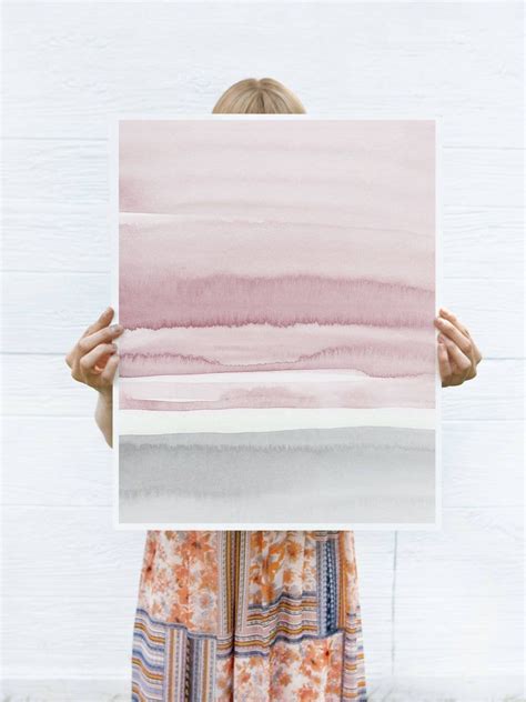 Blush Pink And Grey Abstract Art Watercolor Printable Art Etsy Grey