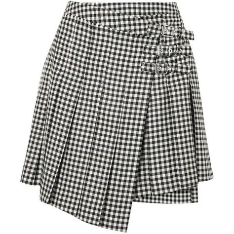 Mcq Alexander Mcqueen Pleated Gingham Wool Twill Wrap Mini Skirt Found On Polyvore Featuring