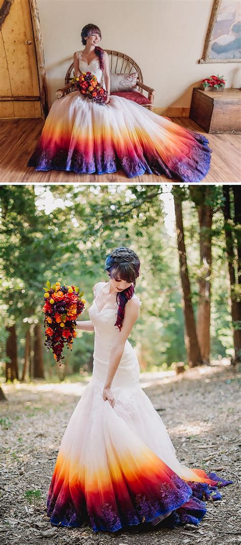15 Dip Dyed Wedding Dress Ideas That Will Add A Burst Of Colour To Your