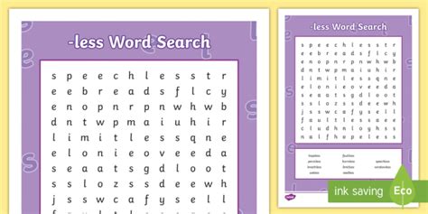 Words Ending In Less Word Search Words Ending In Less Word Search