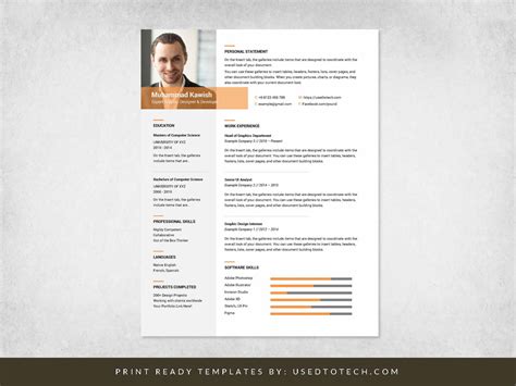 Free Inspiring Graphic Designer Resume In Ms Word Used To Tech