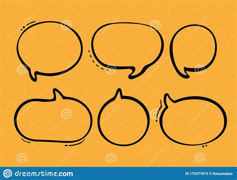 Set Of Speak Bubble Text, Chatting Box, Message Box Outline Cartoon ...