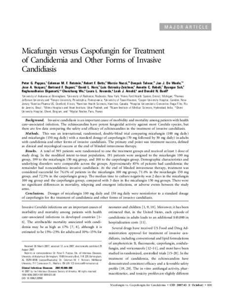 Pdf Micafungin Versus Caspofungin For Treatment Of Candidemia And