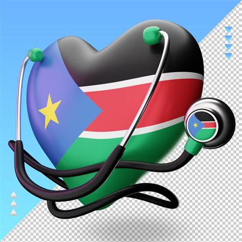 3d dia mundial da saúde bandeira do sudão do sul renderização vista direita psd premium