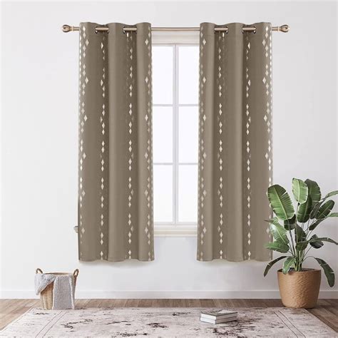 Deconovo Set Of 2 Thermal Insulated Blackout Curtains With Foil Printed