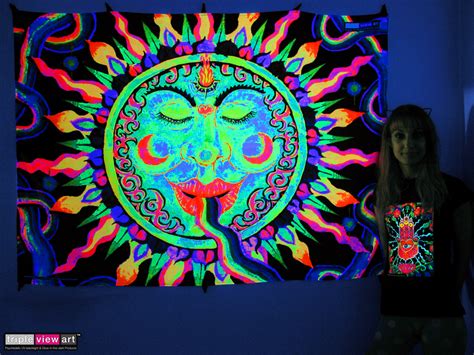 Rainbow Sun Uv Blacklight Fluorescent Glow Psychedelic Visionary Art