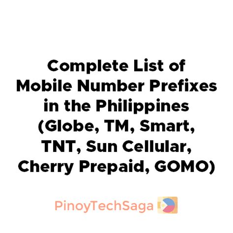 Complete List Of Mobile Number Prefixes In The Philippines 2024