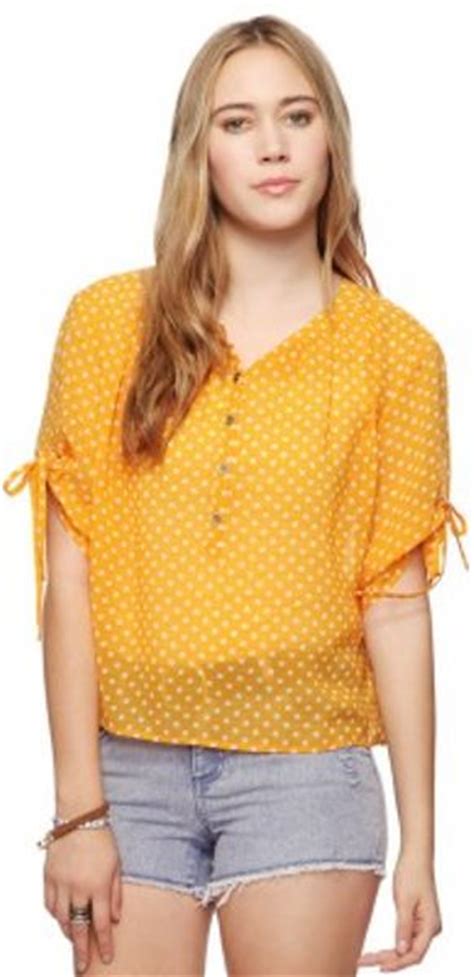 Forever 21 Silky Polka Dot Shirt In Yellow Yellowcream Lyst