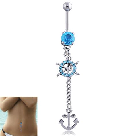 Anchor Belly Button Rings Dangle Sexy Long Surgical Steel 14G In Body