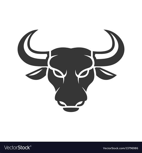 Bull Face Logo Business Icon On A White Royalty Free Vector