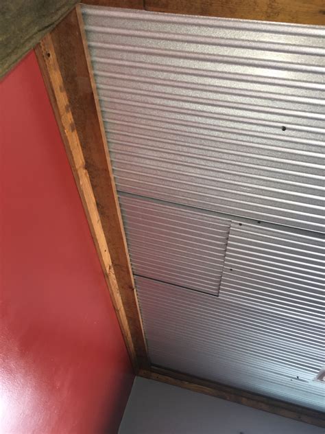 Corrugated Tin Ceiling With Barn Wood Trim Tin Ceiling Corrugated