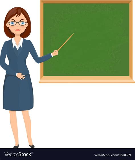 Young Female Teacher Pointing On Chalckboard Education Theme Cartoon Download A Free Preview Or