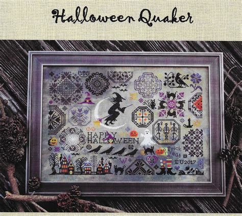 Counted Cross Stitch Halloween Quaker Witch Black Cats Cross Stitch