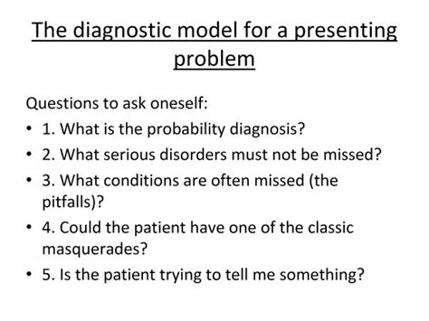 The Diagnostic Model For A Presenting Problem Download Scientific