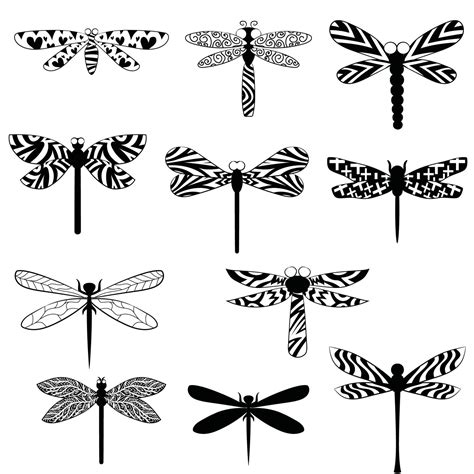 Dragonfly Silhouette Icons Set Vector Illustrations 4575599 Vector