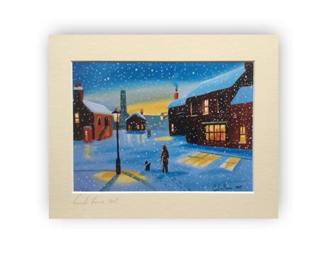 Winter Scene Print Walking The Dog Painting From 2015 Gordon Bruce