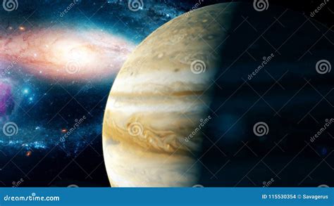 Realistic Beautiful Planet Jupiter From Deep Space Stock Illustration