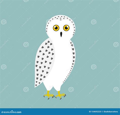 Cute White Snowy Owl Stock Vector Illustration Of Nature