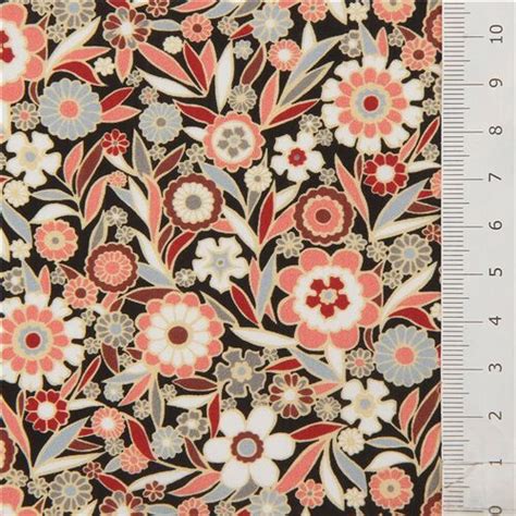 Black Liberty Fabrics Tana Lawn Cotton Fabric Colorful Daisy Flowers