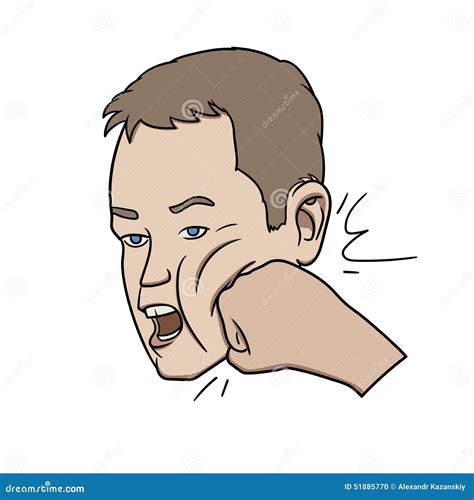 Face Punch Human Hand With A Clenched Fist Vector Black Illustration