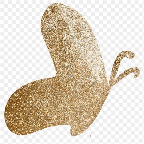 A Gold Glitter Butterfly Silhouette On A Transparent Background Hd Png