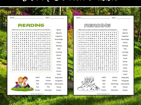 Reading Word Search Puzzle Teaching Resources