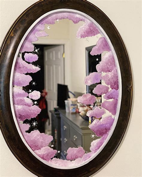 Purple Clouds Painted Mirror Mirror Painting Mirror Painting Mirror Painting Ideas Mirror