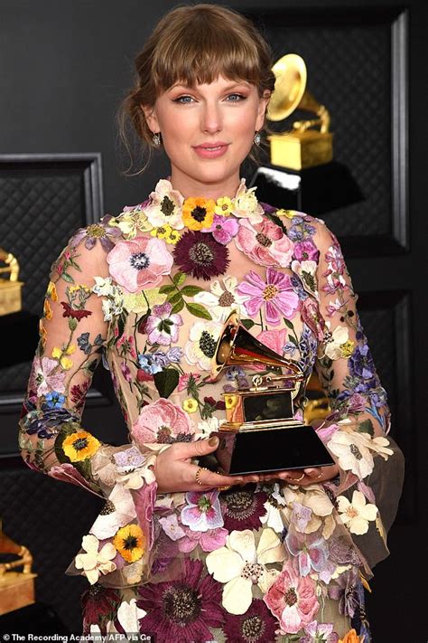 Grammys 2021 Winner Taylor Swift Wears Dress Covered In Embroidered