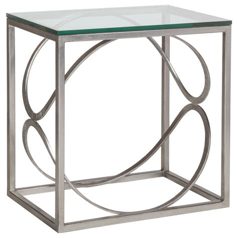 Artistica Artistica Metal 653459707 Ellipse Contemporary Rectangular End Table With Glass Top