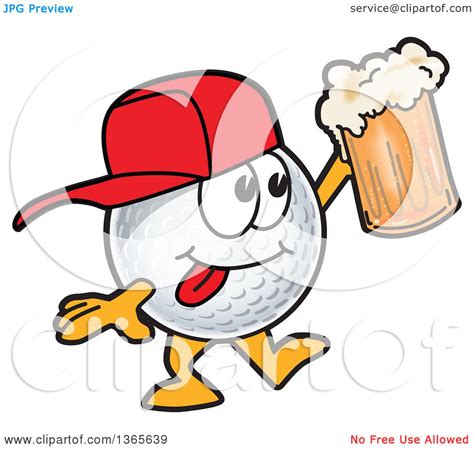 Clipart Of A Golf Ball Sports Mascot Character Wearing A