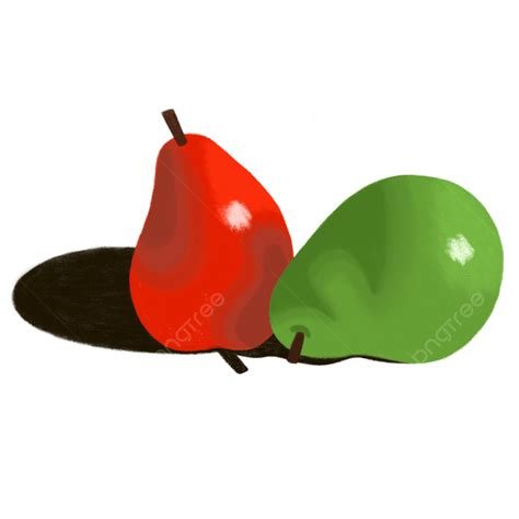 Pear Fruit Clipart Vector Original Hand Painted Fruit Red And Green